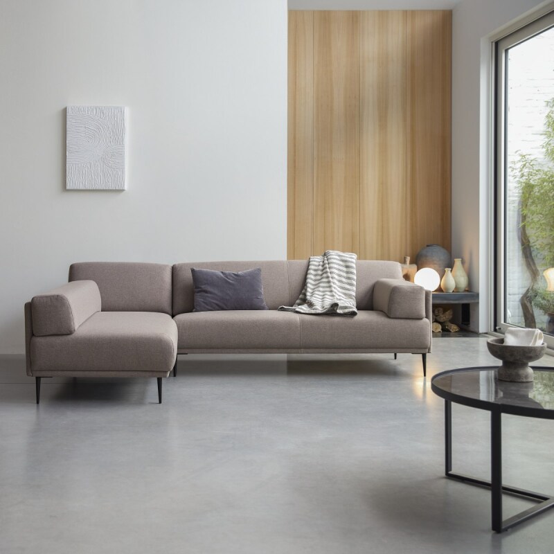 Canapé d'angle gauche Finn en tissu, 4 places, gris taupe