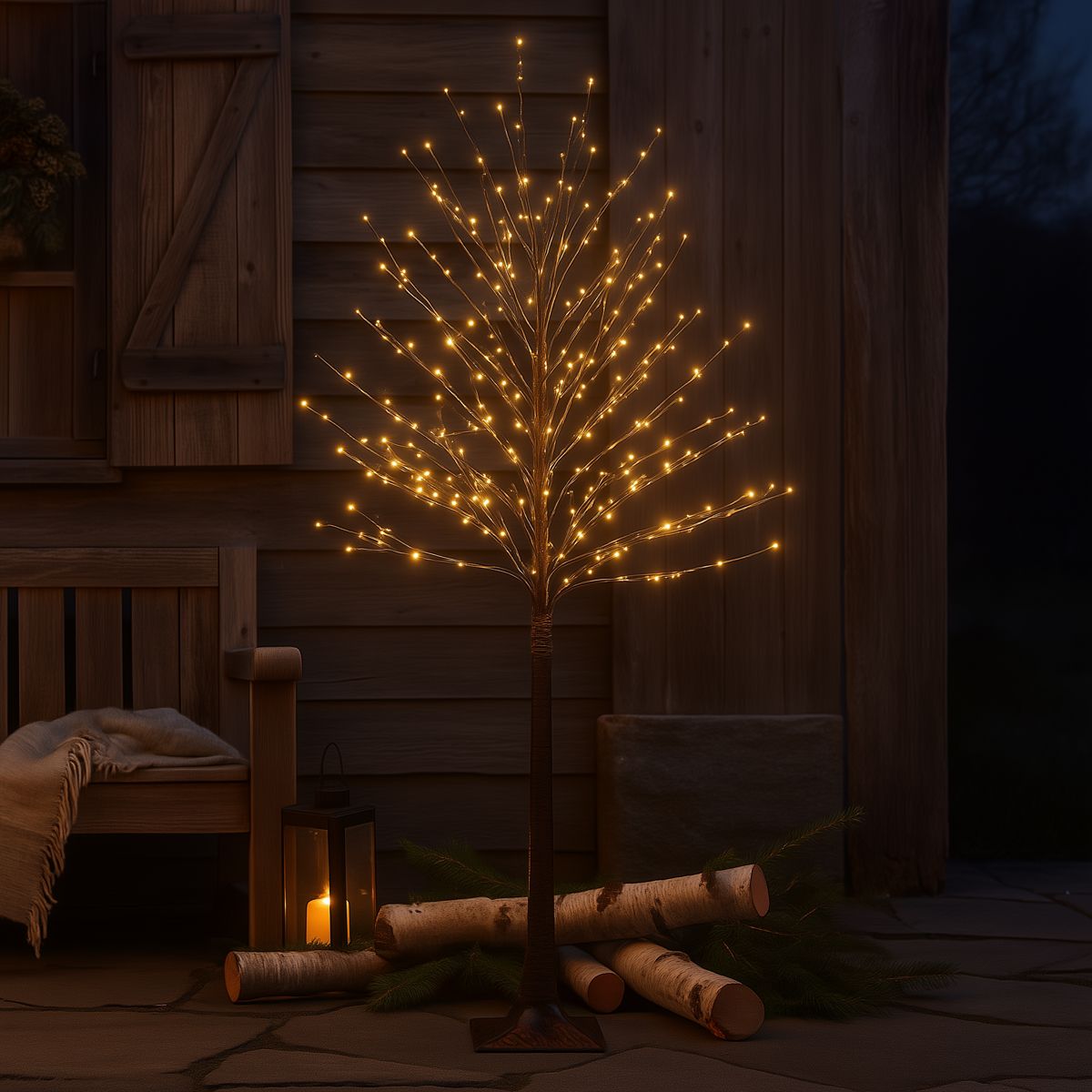 Kerst vloerlamp bruin boom 180cm incl. LED met timer IP44 - Ki