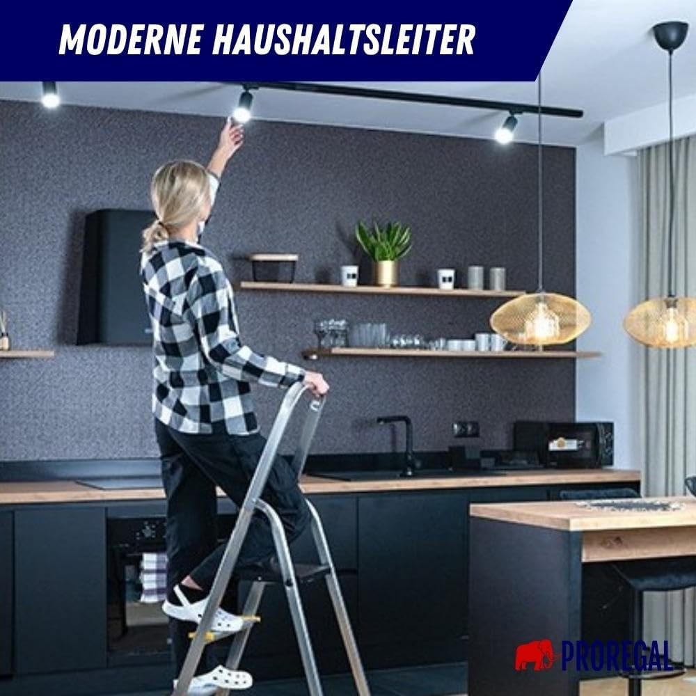 PROREGAL Trapladder met gereedschapsplank Economy Basic Enkelzijdige toegang 8 treden Werkhoogte 3,62 m Draagvermogen 150 kg