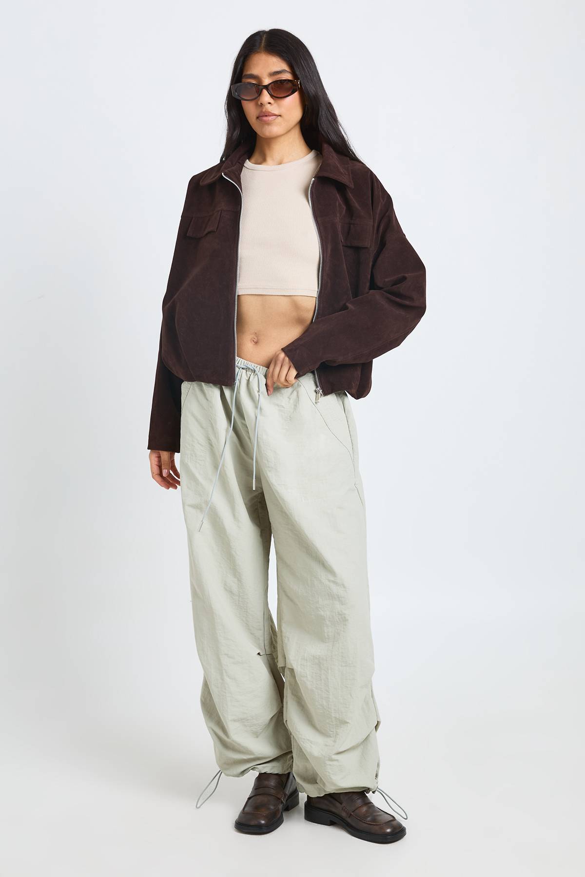 boohoo Pantalon Large Tall En Nylon Avec Cordon De Serrage