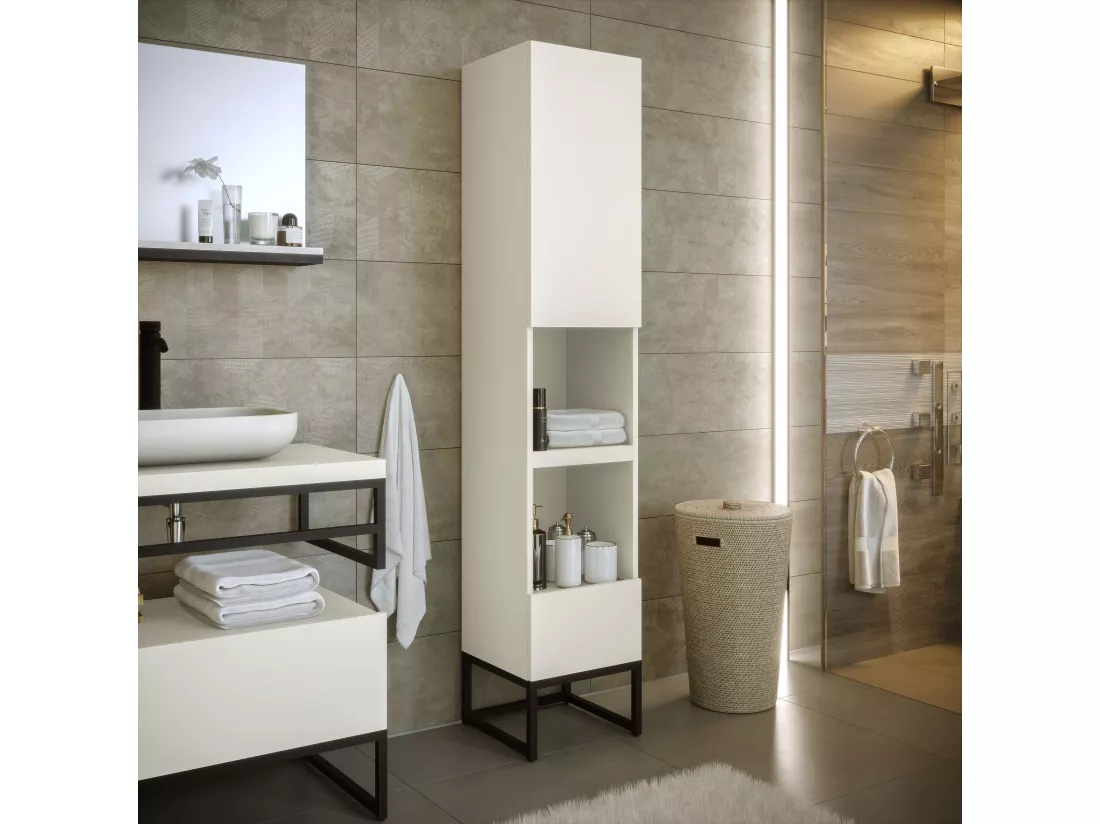 Colonne de salle de bain SPA 1 porte 1 tiroir 180x35x35 cm blanc T-BATH