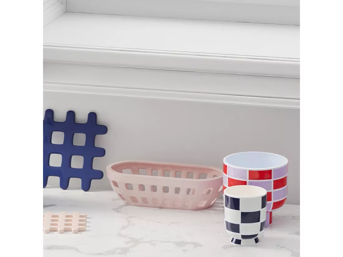 VERSAILLES - Vase céramique motif damier