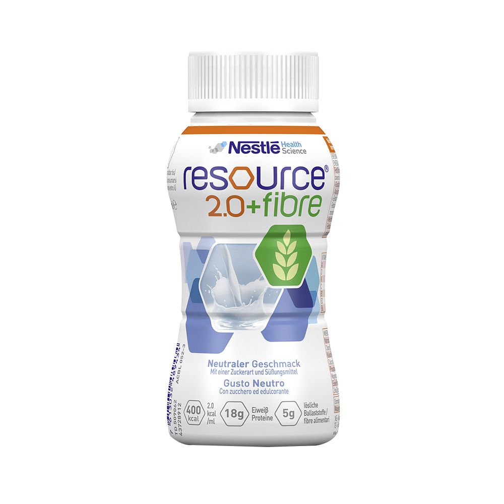 resource® 2.0 + fibre Neutral | Hochkalorische Trinknahrung mit Ballaststoffen | Aufbaukost bei Mangelernährung