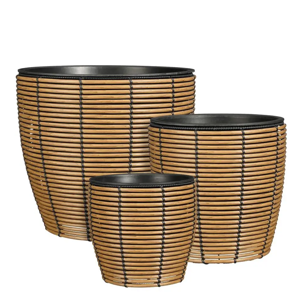 Mica Decorations Durban Bloempot Buiten - Set van 3 - H36 x Ø40 cm