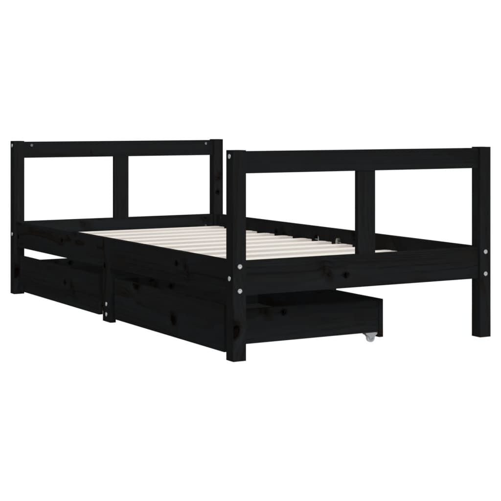 vidaXL Kinderbedframe met lades zwart 80x160 cm grenen