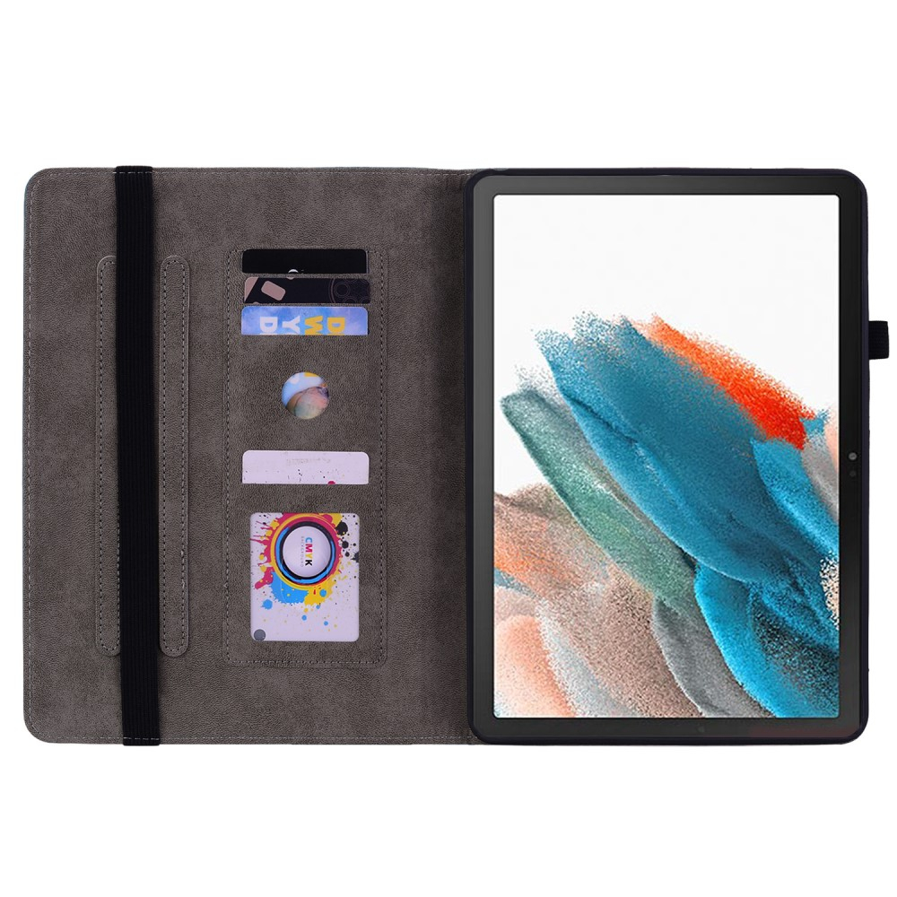 Samsung Galaxy Tab A11 / A9 Leder Tasche Flip Cover Rosen & Schmetterling Imprint - Rot