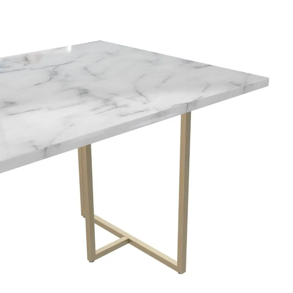 Astor - Eettafel 160x90 cm 6 zitplaatsen in wit marmer look