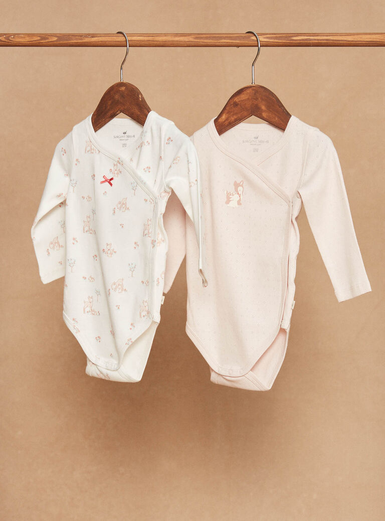Lot de 2 body rose et écru en coton biologique