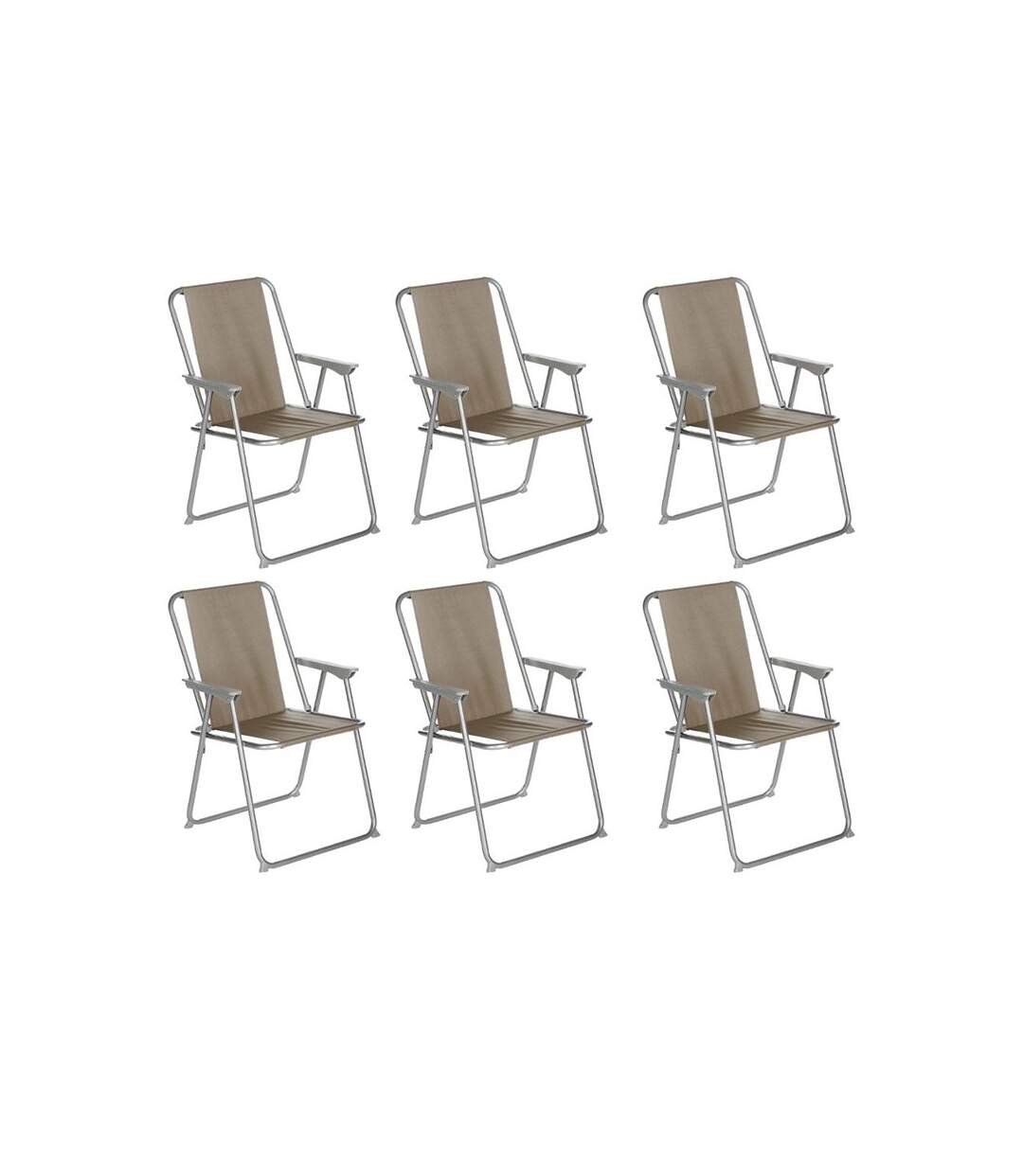 Lot de 6 Chaises de Camping Pliantes Grecia 74cm Taupe