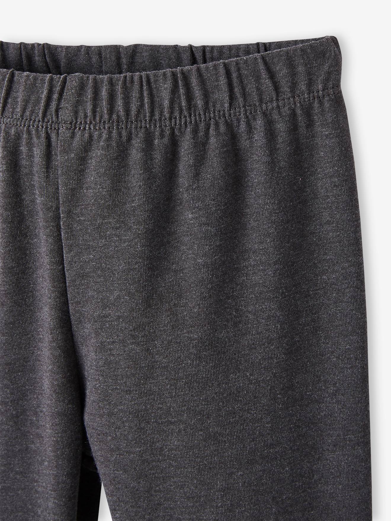 Conjunto de 2 leggings sortidas para meninas, lisas e cinza escuro.
