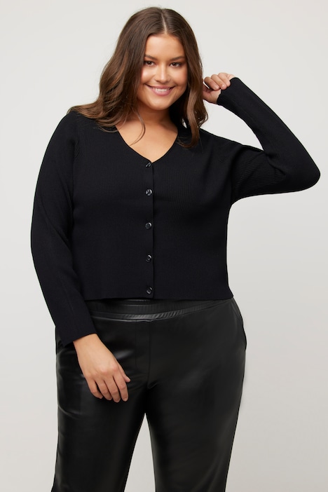 Feinstrick-Jacke, Classic Fit, V-Ausschnitt