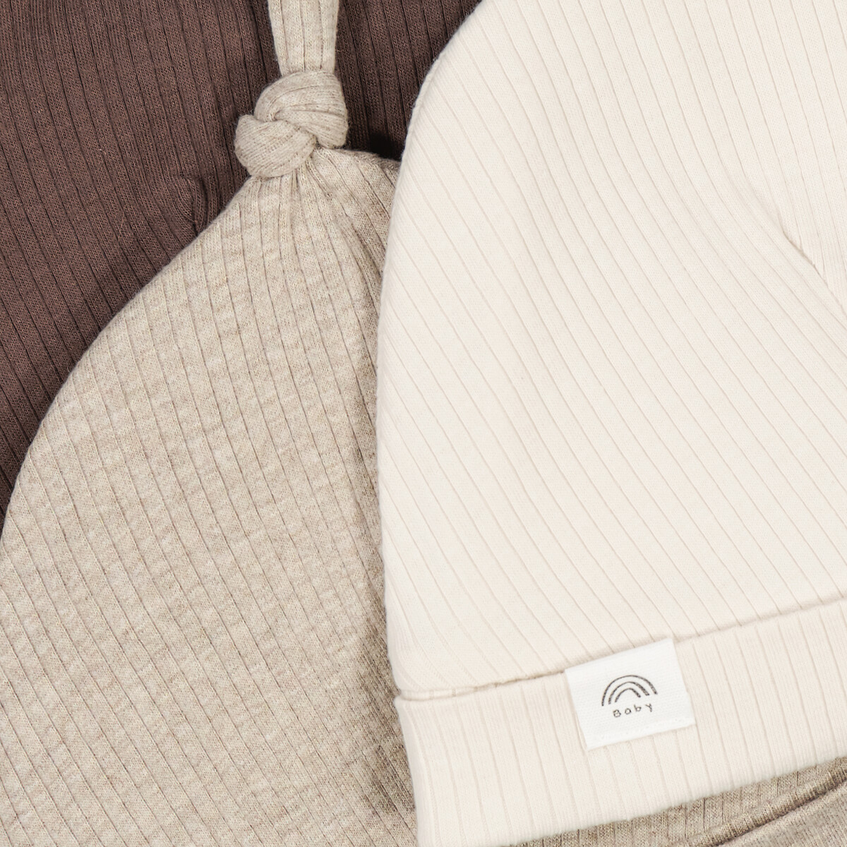 COLEÇÃO LA REDOUTE<br>Conjunto de 3 gorros de malha canelada