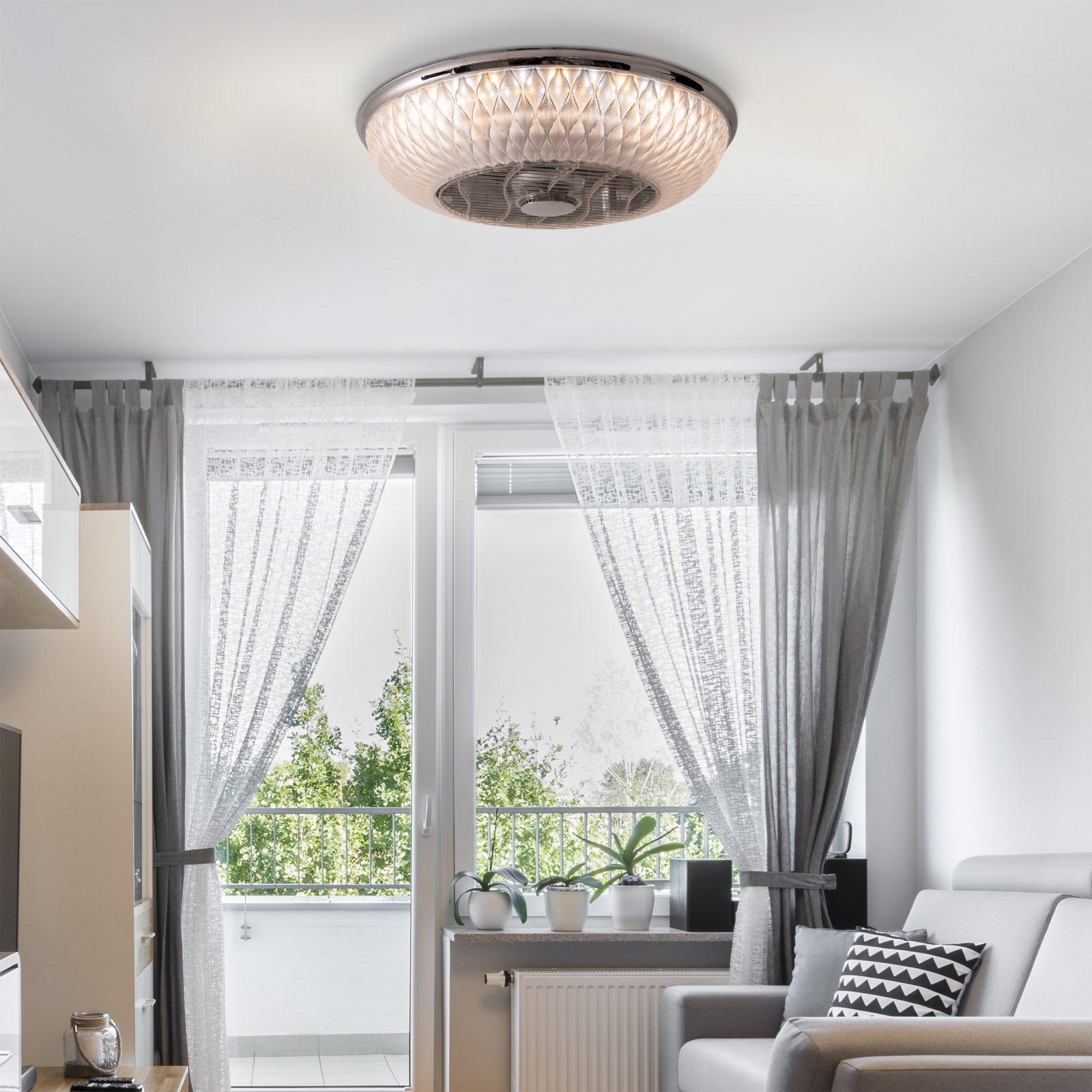 LED-Deckenleuchte - transparent - mit Ventilator