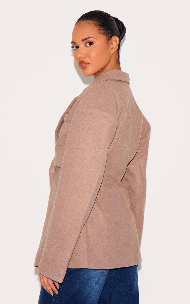 Marron Blazer Cintré Effet Laine