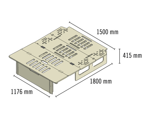 Buildify Campingbox Marinus achterbedsysteem voor VW, 1800x1500x415 mm (LxBxH) (zonder montage- en bevestigingsmateriaal)