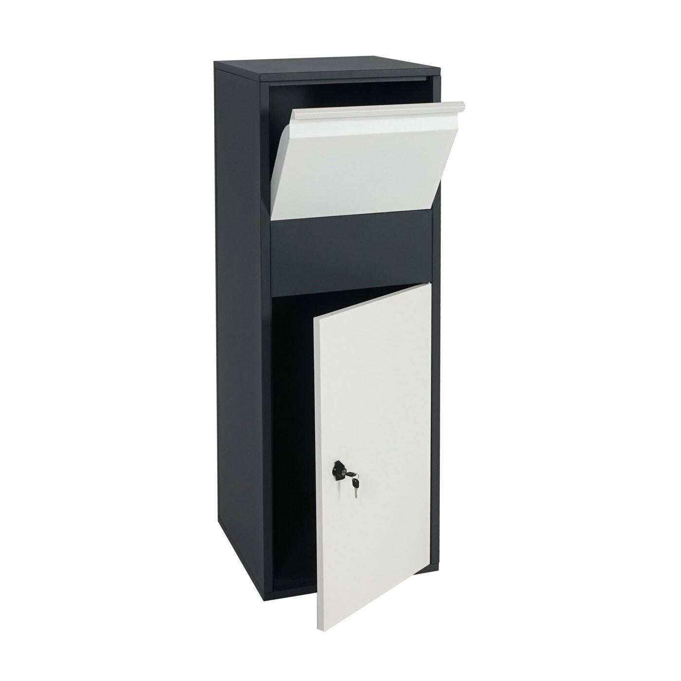 Paketkasten MCW-G80, Paketbox Standbriefkasten Paketbriefkasten Größe XL ~ verzinkt anthrazit-weiß
