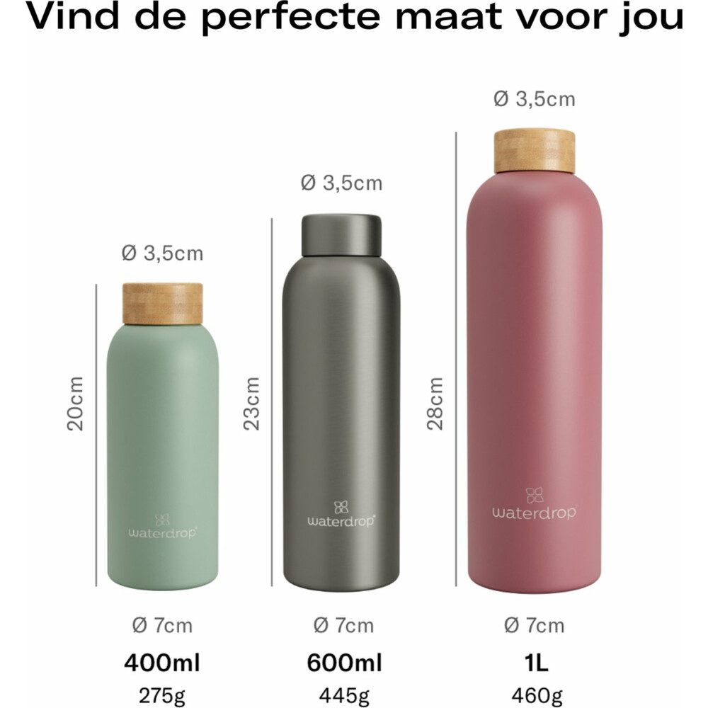 Waterdrop Steel Bottle Pastel Pink Matt 600 ml