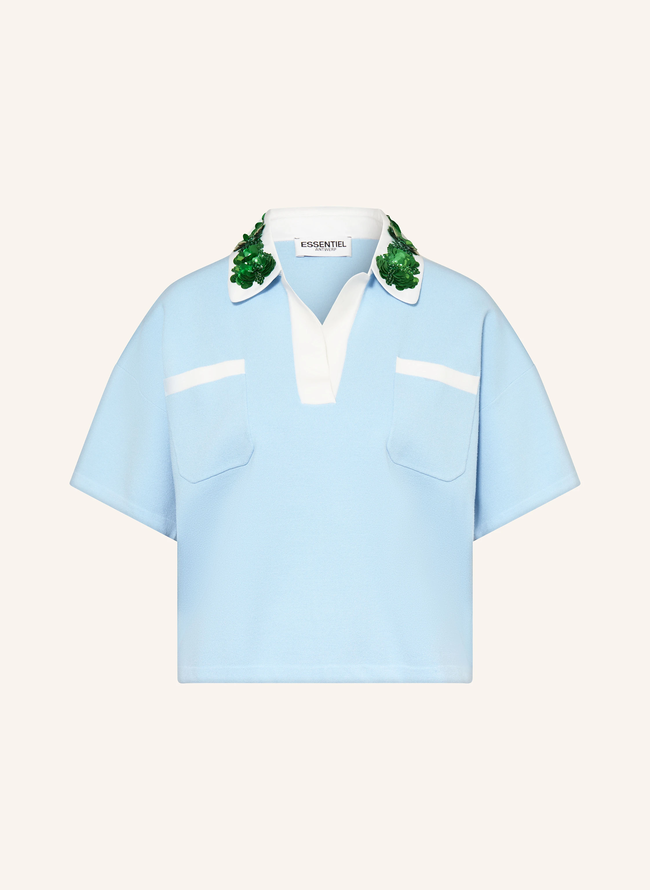 ESSENTIEL ANTWERP Strick-Poloshirt HOISEAU mit Pailletten