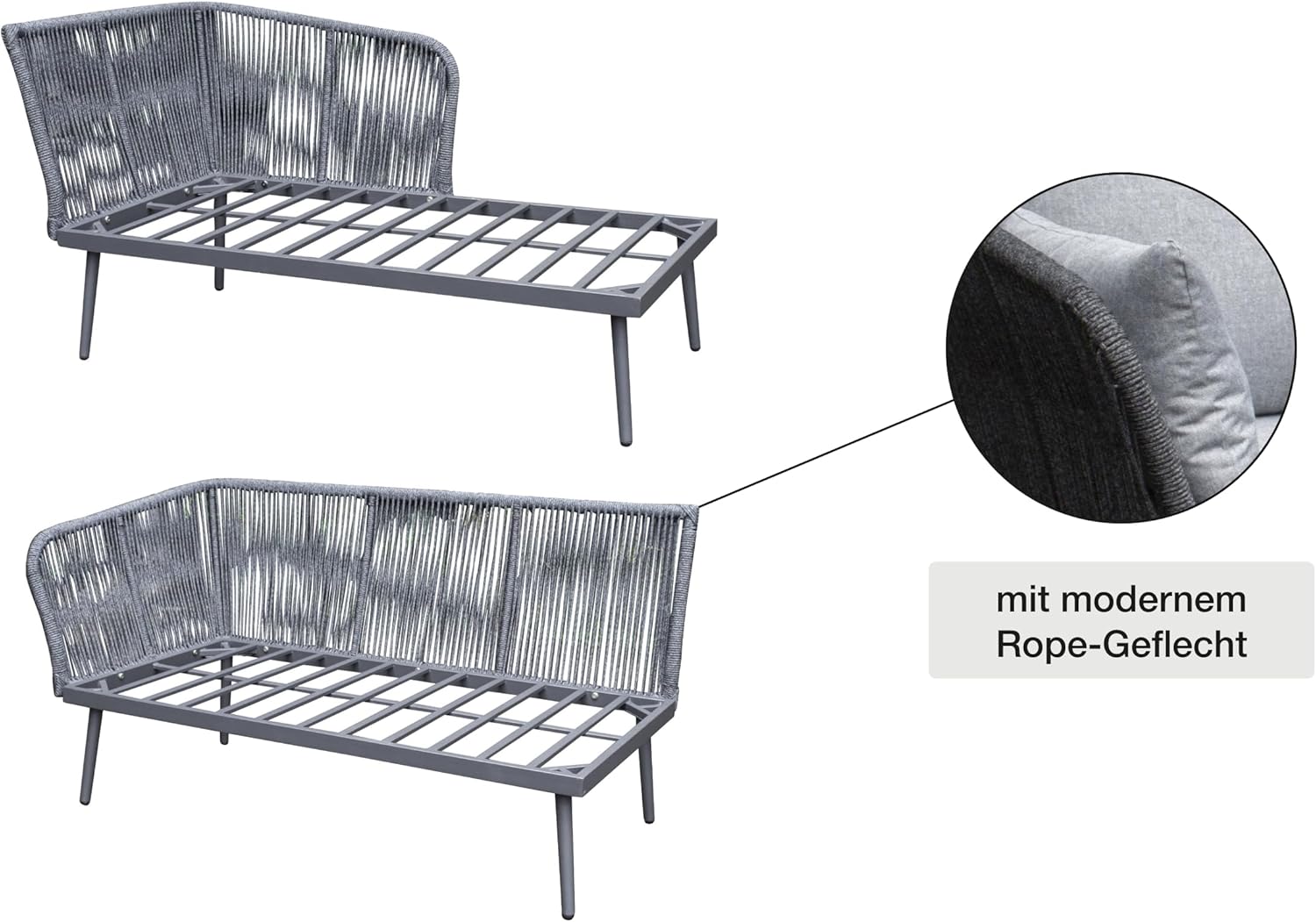LC Garden »Sunera« Gartenlounge Set 3tlg. dunkelgrau Rope Loungeset Sitzgarnitur Terassen-Möbel Garten Set