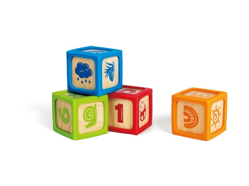Hape Smartes Bausteine-Starter-Set 4 Stück 4-teiliges Holzbaustein-Set