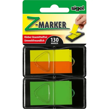 Sigel Z-Marker, Film neongelb, neonorange, neongrün, 12/ 25x 45 mm, 130 Z-Marker