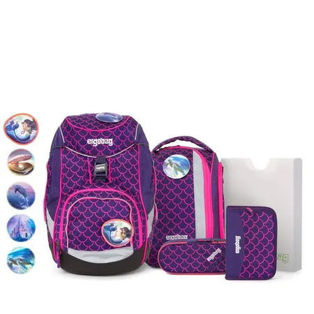 ergobag PACK Schulrucksack-Set LUMI Edition PerlentauchBär, 6-teilig