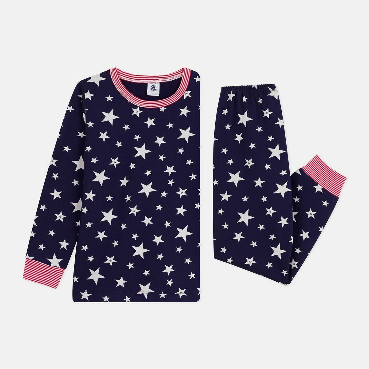 PETIT BATEAU<br>Pijama infantil de flanela com estampa de estrelas