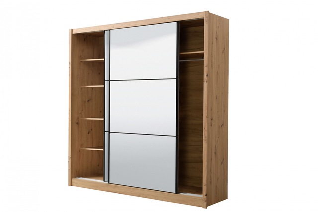 INOSIGN Schwebetürenschrank »Navara Kleiderschrank mit Spiegel Wäscheschrank« mit kompletter Spiegelfront, FSC®-zertifiziert, 213,5x215,5x61cm