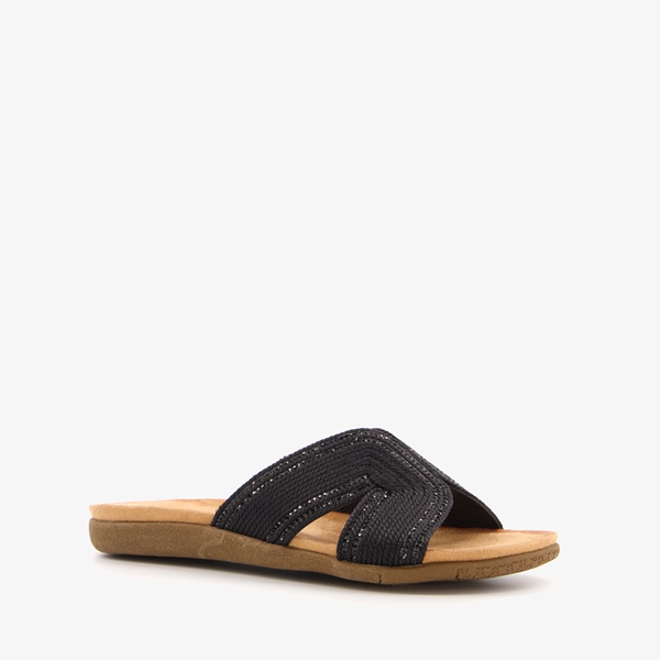 Blue Box dames slippers zwart met glitters
