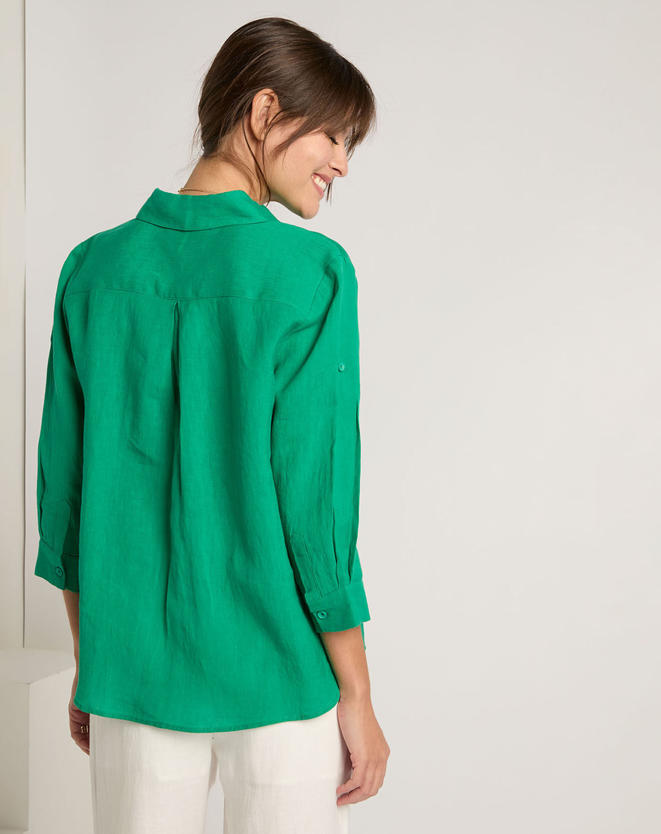 See u Soon Chemise 100% Lin Salomé verte