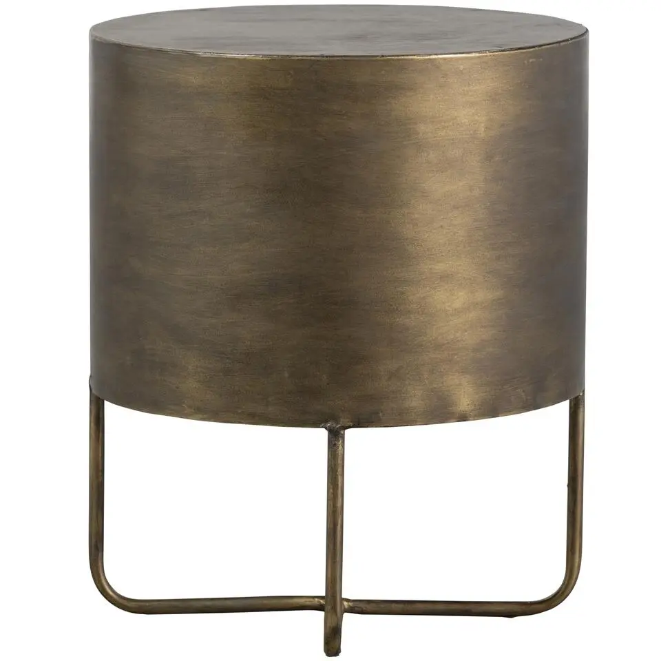 WOOOD Glossy Rond Kastje - Metaal - Antique Brass - 48x39x39