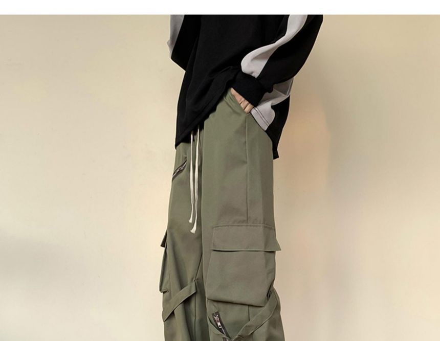 GRAYCIOUS - Cargobroek met wijde pijpen en effen tailleband met ritsdetail