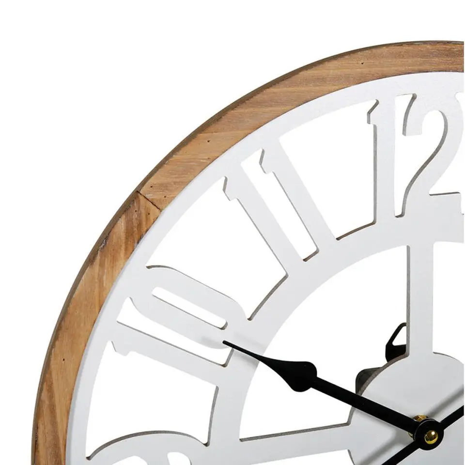 Ostaria Wandklok/muur klok - D40 cm - MDF - wit/bruin - kamer