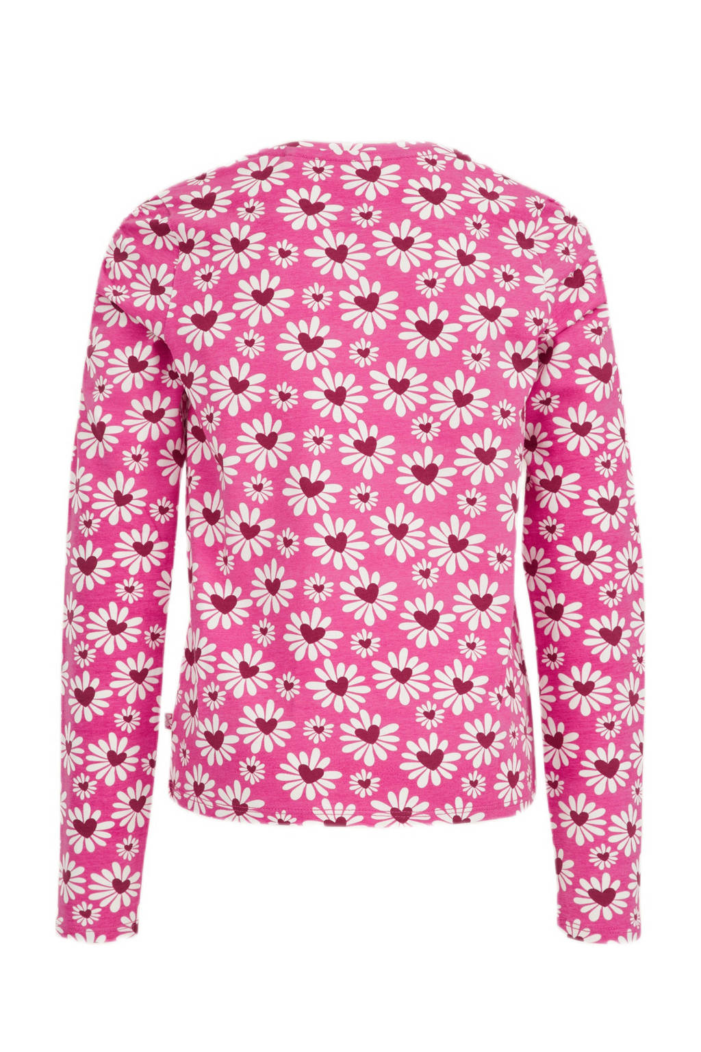 WE Fashion gebloemde longsleeve roze/wit/rood