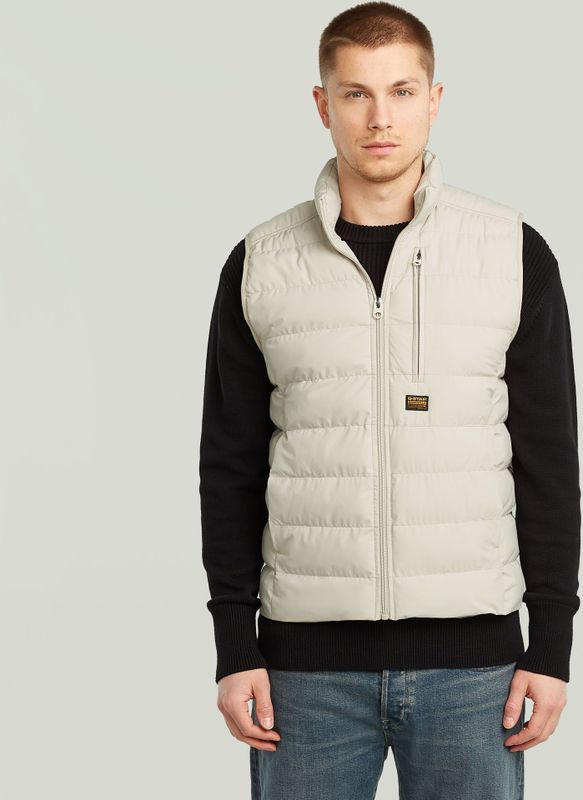 G-Star RAW - Foundation Liner - Gilet - Beige - Col Montant, Pockets met Drukknopen