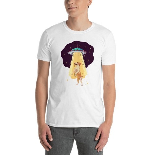 Camiseta masculina Mascochula, personalizada com a foto do seu animal de estimação, branca.