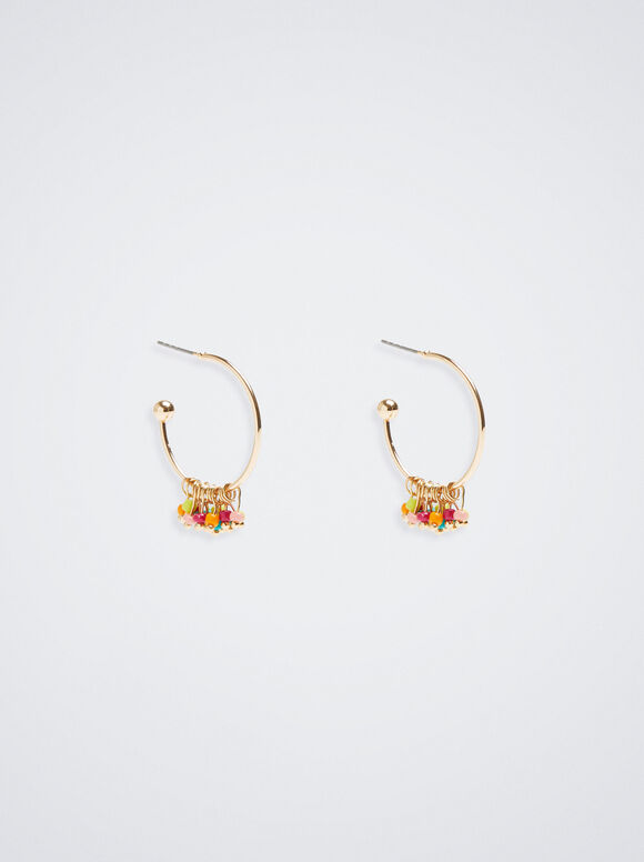 Brincos de argola com miçangas - Multicor