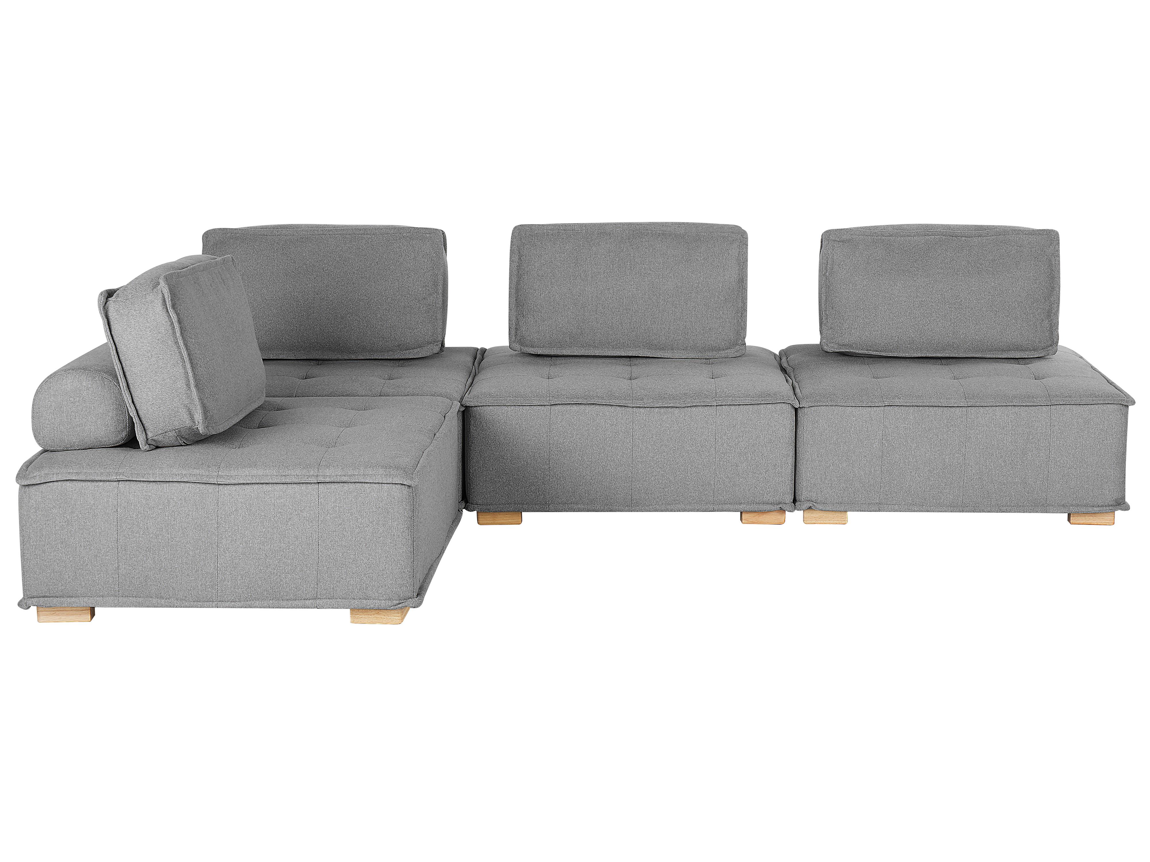 Modulaire hoekbank 4-zits TIBRO Stof Grijs rechtszijdig