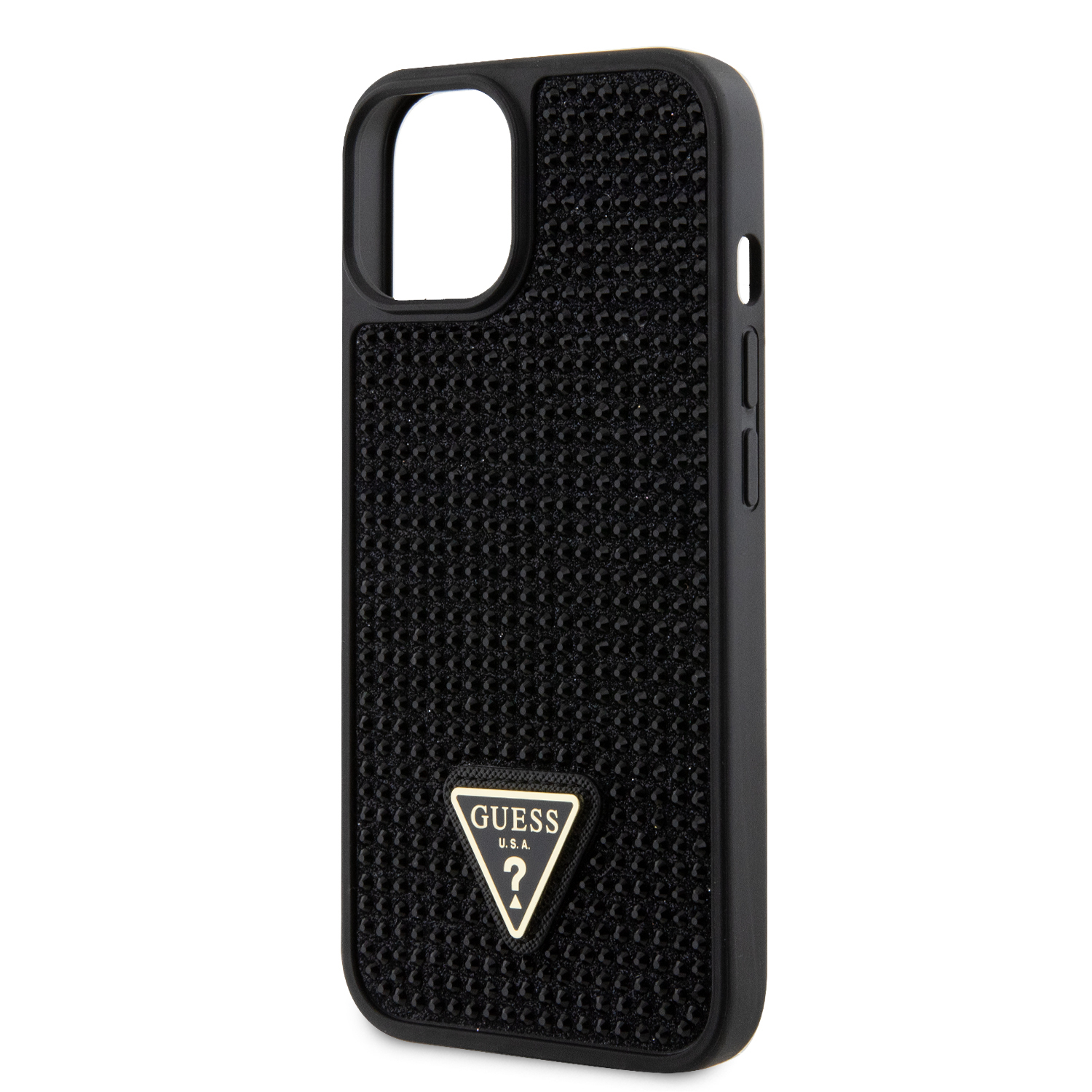 iPhone 14 Hybrid Hardcase Hülle Rhinestone Triangle (GUHCP14SHDGTPK) - Schwarz