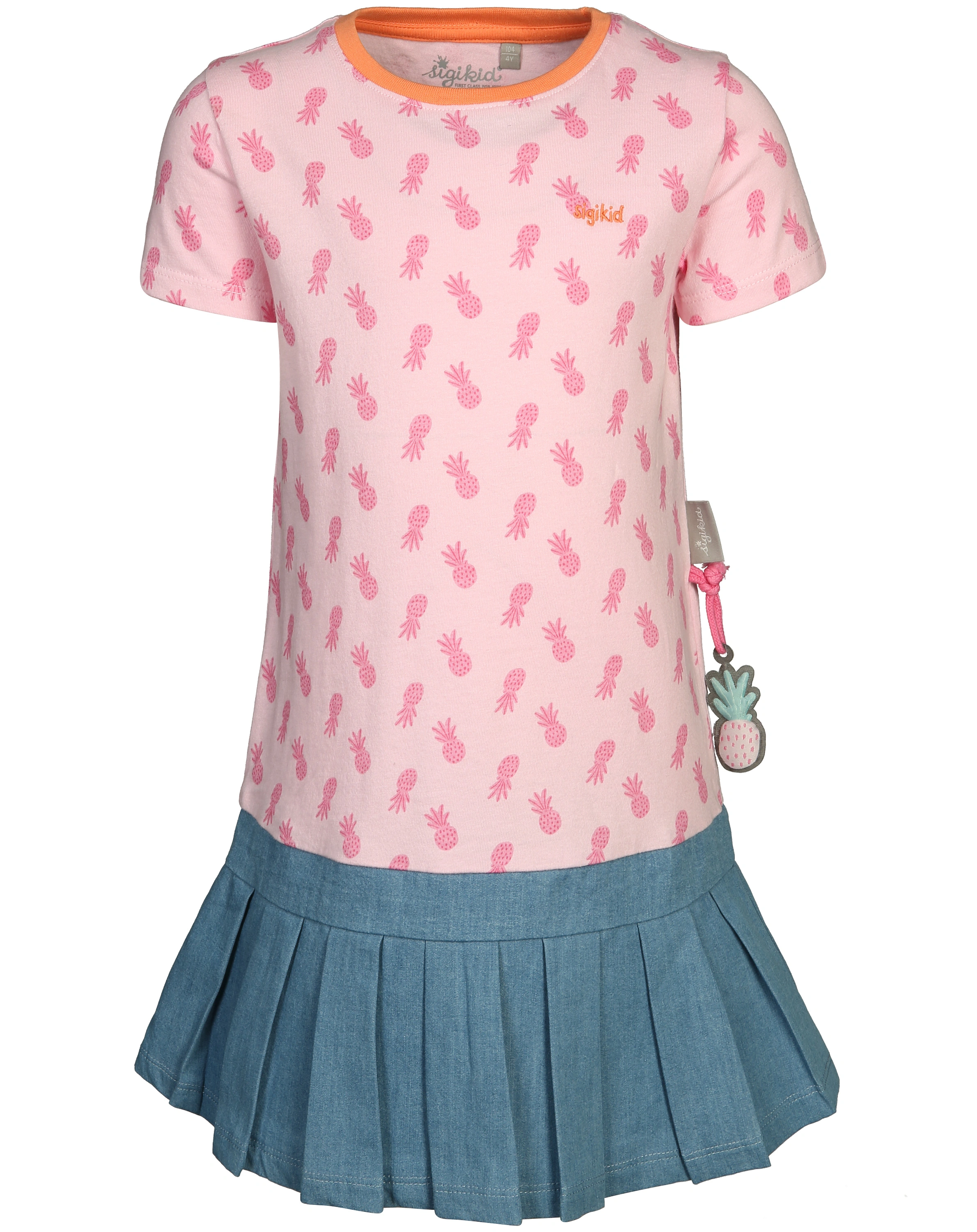 Kurzarm-Kleid ANANAS in rosa/blau