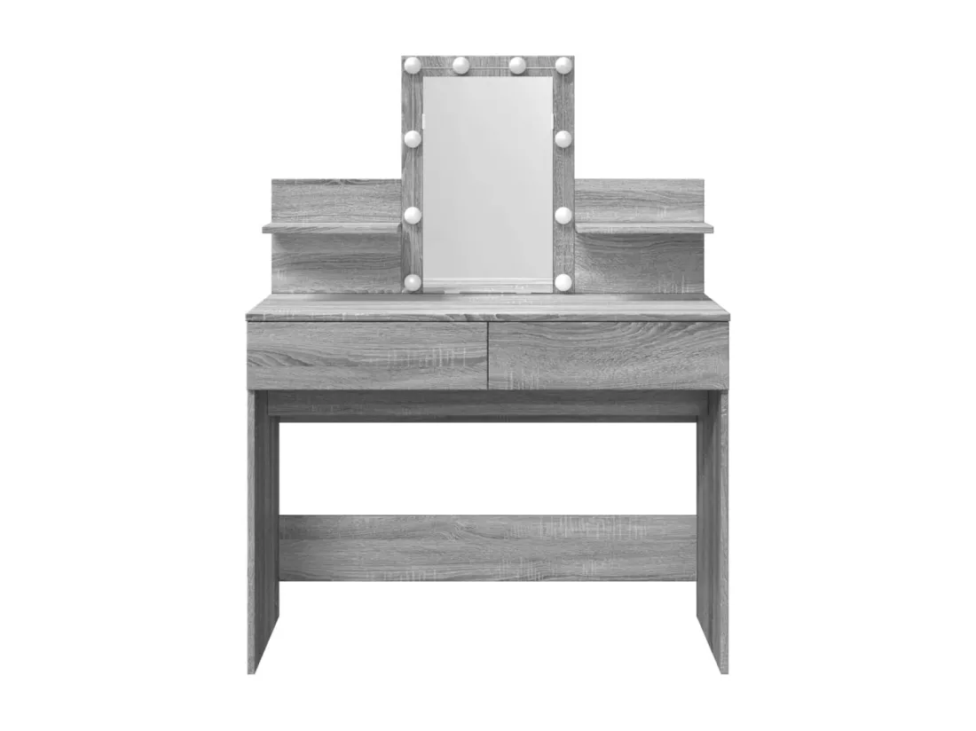Coiffeuse avec LED sonoma gris 100x40x130 cm