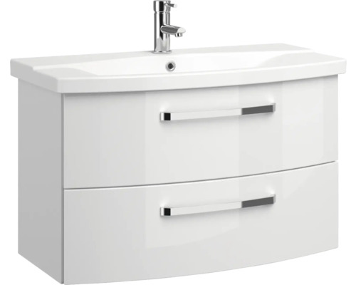 Pelipal xpressline 4010 badkamermeubelset, BxHxD 144 x 200 x 45 cm, hoogglans witte fronten, met witte keramische wastafel, 4010.0800111095