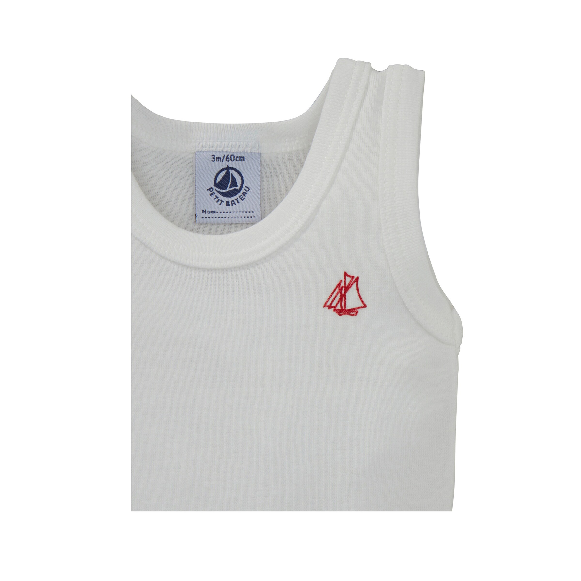 Petit Bateau 3er-Pack Bodys ohne Arm Uni Ringel Streifen