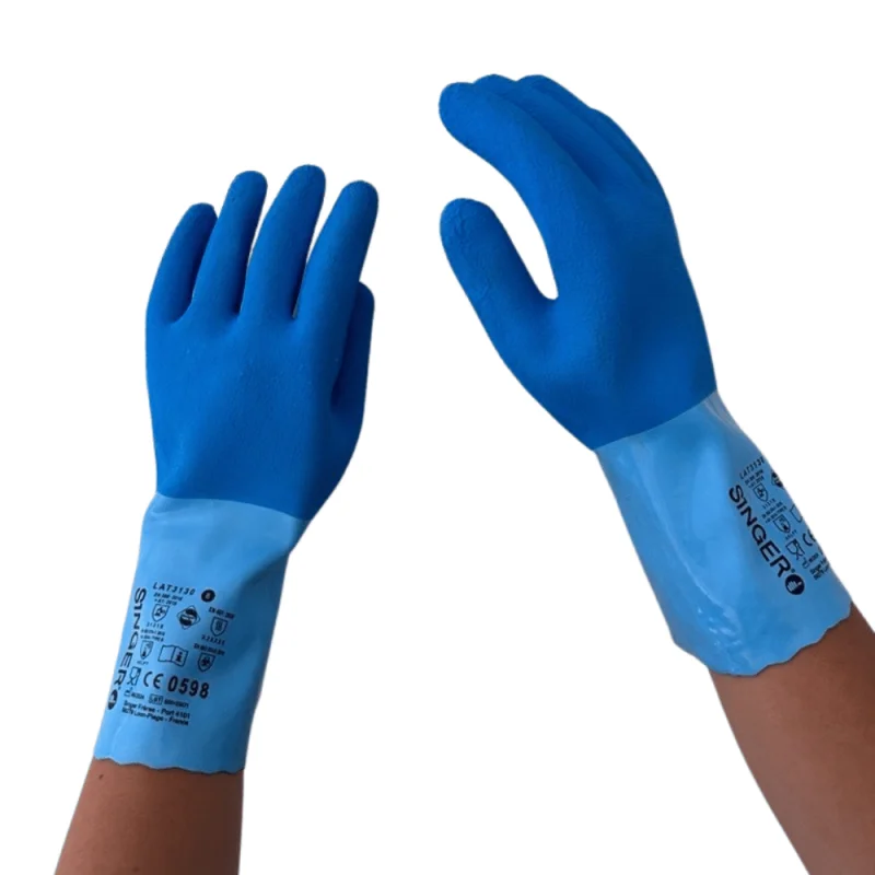 SINGER - Gant latex bleu - Taille M