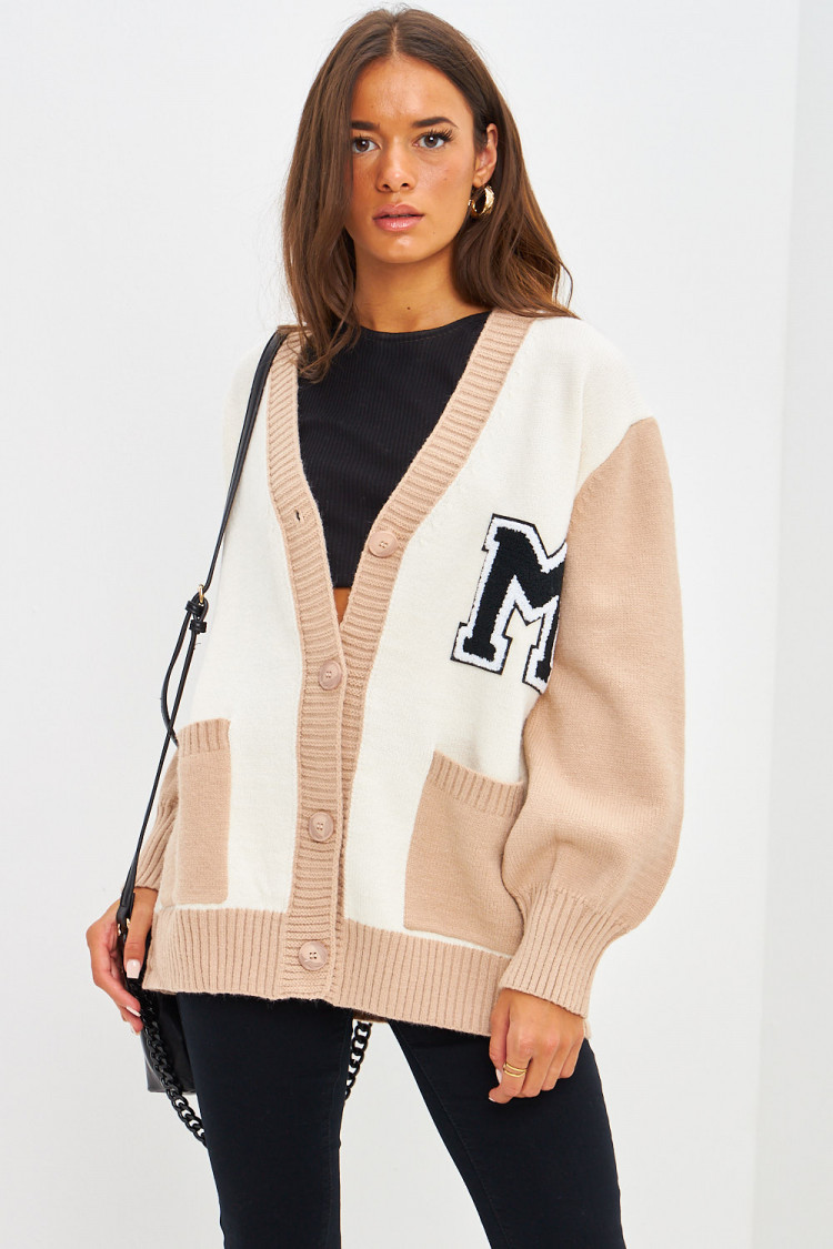 Gilet en mailles écru et beige