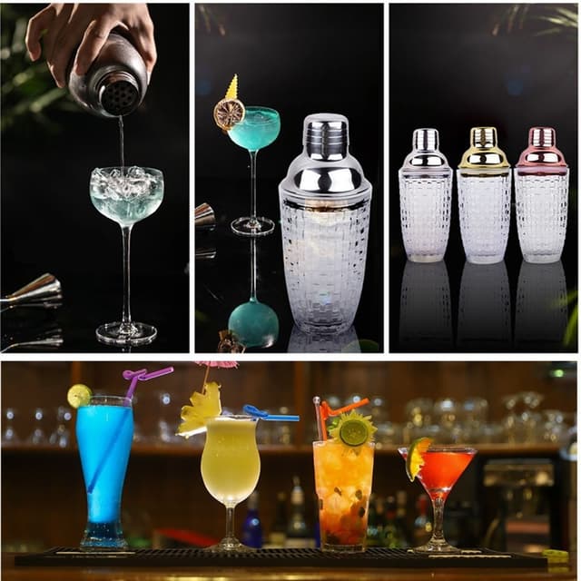 385 ml Cocktail Shaker vævet tekstur glas + låg i rustfri stål kop