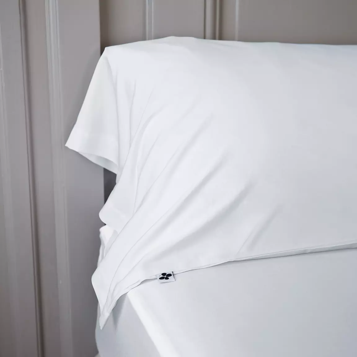 Taie de traversin satin de bambou (L185 cm) Salomé Blanc chantilly