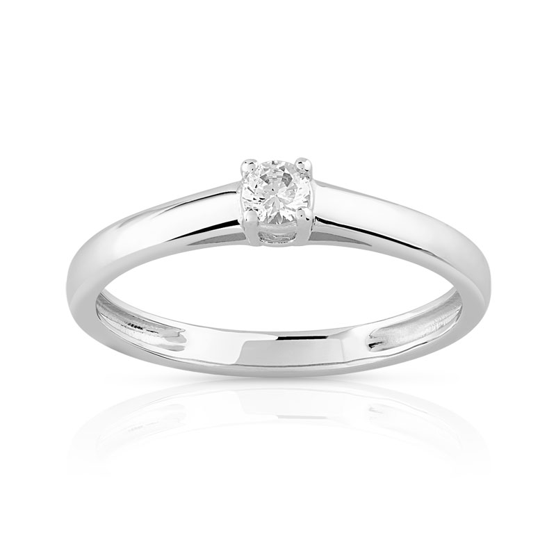 Solitaire or 750 blanc diamant 0,1 carat