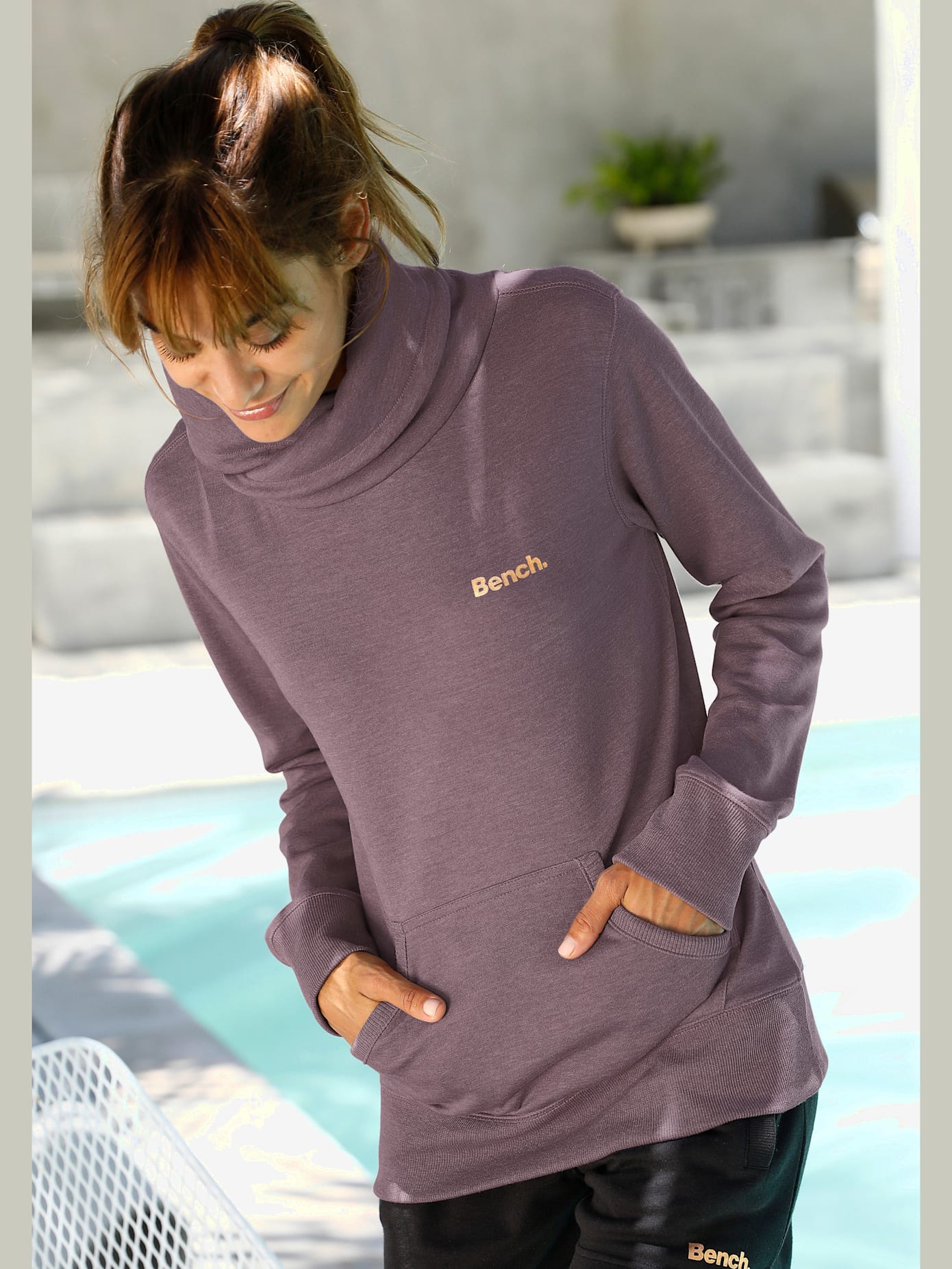 Sweatshirt long sweatshirt d'intérieur avec col à revers