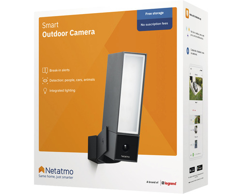 Netatmo Buitencamera met Geïntegreerde Schijnwerper, Wi-Fi, Nachtzicht, Bewegingsdetectie, Inclusief MicroSD-kaart, Geen Abonnement Vereist - Compatibel met SMART HOME van hornbach